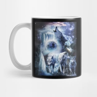 Tropical Wolves Wolf Howling At Moon Mug